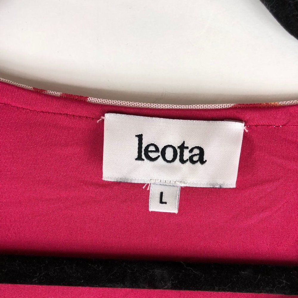Leota Womens Midi Mesh Dress Leaf Print Short Sleeve V-Neck Ruffle Skirt Pink L - Picture 5 of 6